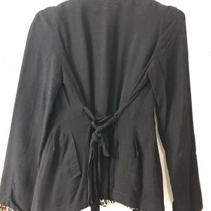 Black blazer with leopard print inside
